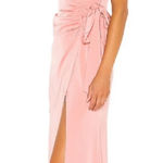 Lovers + Friends  CHICHIRA GOWN Pink satin faux wrap plunge neck maxi gown XXS Photo 0