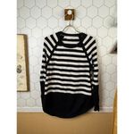 Anthropologie  Rebekah Black & White Striped Round Hemline Sweater - Size - Small Photo 5