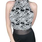 Cache Vintage lace sheer mesh black straight leg high neck jumpsuit 8 Medium Photo 0