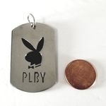 New dog tag style playboy bunny Pendant‎ Silver Photo 2