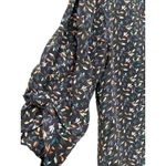 Amour Vert Julianne Floral 100% Silk Shift Mini Dress Size XS Blue Slit Sleeve Photo 6