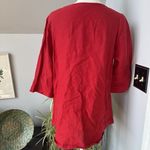 Bryn Walker Red Linen Oversized Lagenlook Pullover Tunic Blouse Ruffle Small Photo 1