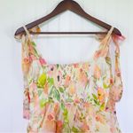 ASTR New Zirconia Watercolor Poppy Floral Tie Strap Tiered Midi Dress Size Large Photo 5