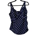 Lands' End  Tankini Top‎ Swimsuit Plus Size 16W Navy Blue White Polka Dot Photo 7