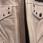 HARLEY DAVIDSON Cream SUEDE LEATHER CROP MOTORCYCLE RIDING JACKET Women's Size Tan Size M Photo 5