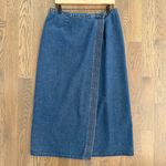 Talbots Vintage Embroidered Chambray Denim Wrap Maxi Skirt in Blue Size Large Photo 3