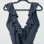 J.Crew New  Black Scoop Neck Scoopback Ruffle One Piece Swimsuit Women's Size 16 Photo 6