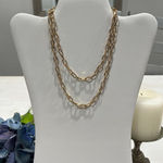 Necklace gold tone double‎ clasp paper clip chain Photo 0
