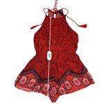 MINKPINK Rosewater Playsuit Romper Red Geometric Tassel Women's Size Extra Small Photo 12
