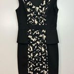 London Times Black & White Abstract Peplum Pencil Shift Dress Size 6 Photo 0
