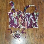 P2F Jane Smocked Bikini Top Lush Rose Medium M Red Photo 1