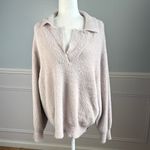 Gentle Fawn Abby Collared Pull Over V-Neck Sweater in Soft Pink, Pearl Sz Large Photo 2