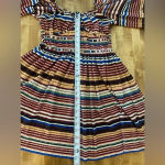 ZARA Like New Striped Midi Long Sleeve Dress Medium Faux Corset Style Mu… Photo 3