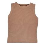 Happily Grey Ribbed Knit Neutral Dark Tan Tight Fitting Tank Top - Size Small Photo 0