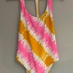 Aerie  women Pink Orange Tie Dye New! One piece swimsuit size L Photo 0