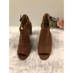 Lucky Brand Open Toes Booties Size 7.5 Tan Block Heels Buckle Closure Minimalist Photo 4