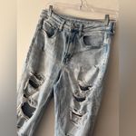 American Eagle Stretch Light Wash Distressed Mom Jeans Photo 1