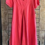 NWT Manta Del Lago Womens Short Sleeve Dress Size Medium Peach Pointed Hem Orange Photo 0