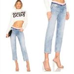 GRLFRND  Denim Turner Straight Leg Baggy Boy Elastic Band Distressed Zip Jeans 27 Photo 1