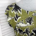 Tahari Tropical Island Print Linen Knit Cap Sleeve Tee Shirt Olive Green Small Photo 4