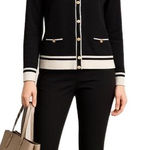 Karen Scott  Black & White Trim Cardigan Sweater –‎ Women’s Large Photo 0