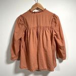 Kara Thoms Blouse Small Prairie Cottage Ruffle Boho Coastal Feminine Flowy Brown Photo 1