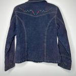 American Vintage Vintage Y2K 2000s retro Dark blue denim jacket with embroidered flowers Photo 6