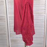 Amuse Society  Sheer Button Down Boho Blouse Embroidered Sleeve Burgundy-Large Photo 2