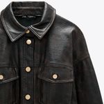 ZARA NWT  Washed Faux Leather Dress Black & Brown Photo 7