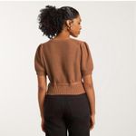 Everlane Organic Cotton Puff Sleeve Button Sweater Top in Rust Women’s sz Medium Photo 12