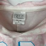 FREEZE “NO BAD VIBES” PINK WHITE AND BLUE CROPPED LONG SLEEVE HOODIE LARGE Photo 2