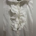 Eddie Bauer  White Ruffled Button Down Shirt Size XSP Photo 3