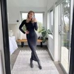 SKIMS Fits Everybody Long Sleeve Crewneck Dress in Onyx Black Size Medium Photo 10