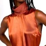 Nation Ltd NWT Danielle mock neck satin tank  boho brown spring formal revolve S Photo 0