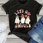 None Let's Go Ghouls Ghost Graphic Tee Shirt Photo 0