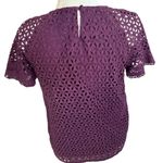 J.Crew Eyelet purple blouse top lace deep purple sz 8 flowy pullover shirt women Photo 2