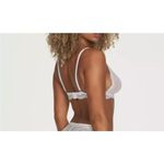 Frederick's of Hollywood  Caroline Bralette Metallic Lace Triangle White L Photo 3