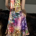 Custom Made New Floral-Print Satin Halter Beaded Party Dress with Shawl Photo 5