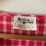 Holding Horses Anthropologie  Gingham Quadrado Button Down Shirt Red White Size 2 Photo 2