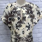 Maria Cher Formosa Carol Short Dress Mix 1 Cream Green Size L Aztec Tie Belt Brown Size L Photo 3