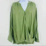 Terra & Sky  Green Long Sleeve Open Wrap‎ Top 4X Photo 5