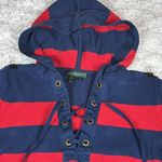 Ralph Lauren 100% Cotton Hooded Sweater, 3/4 Sleeves, Red/Blue, Size Medium Photo 1