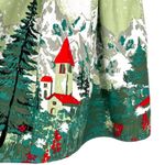 Alpine Scenic Winter Print Green Pleated Full A Photo 3