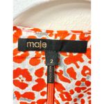 Maje Romilda Leopard-Print Cut-Out Pleated Midi Dress Orange/White Women's 2 / M Photo 3