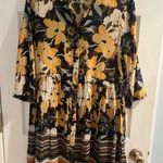 Anthropologie Bl-nk London Hadley Button-Front Tunic Dress Medium Yellow Floral Photo 0