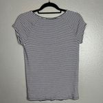 Loft Petite Ribbed Short Sleeve Top Size SP Black White Stripe Scoop Neck Fitted Photo 4
