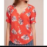 Maeve  by Anthropologie Orange Floral Blouse Size 6 Photo 1