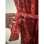 Maggy London  Womens Satin Red Floral Collared ALine Midi Dress sz 12 Euro-Summer Photo 7