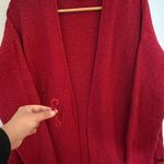 J.Jill Women’s Cardigan Sweater Open Pinned Long Red Size S Relaxed Photo 4