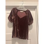 Loft Sweetheart Velvet Puff Sleeve Top Dark Pink Size Petite Small Fairy Ballet Photo 1